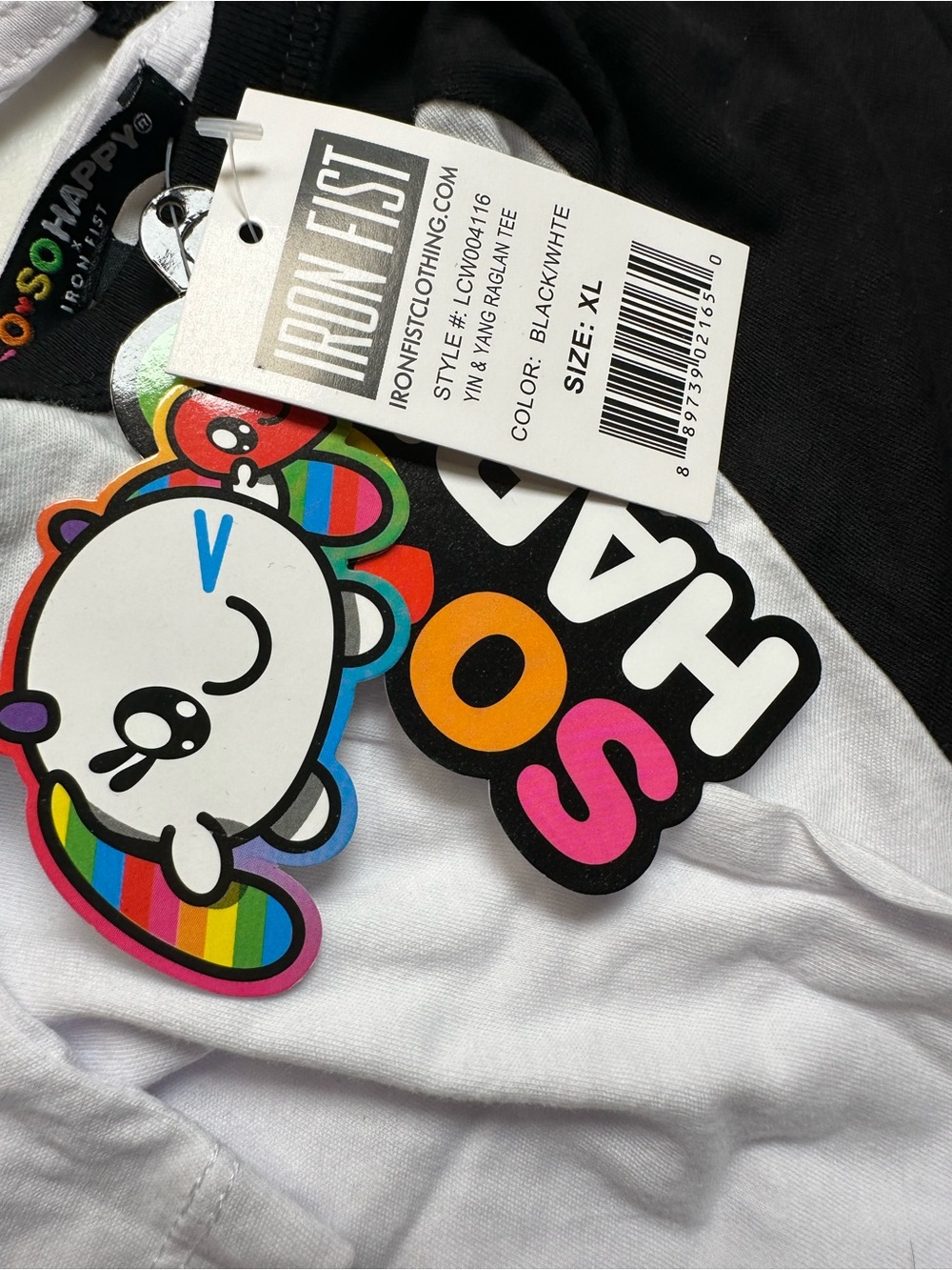NWT SoSoHappy x Iron Fist White Raglan Graphic Tee My Yin Your Yang - Size XL - Picture 8 of 11